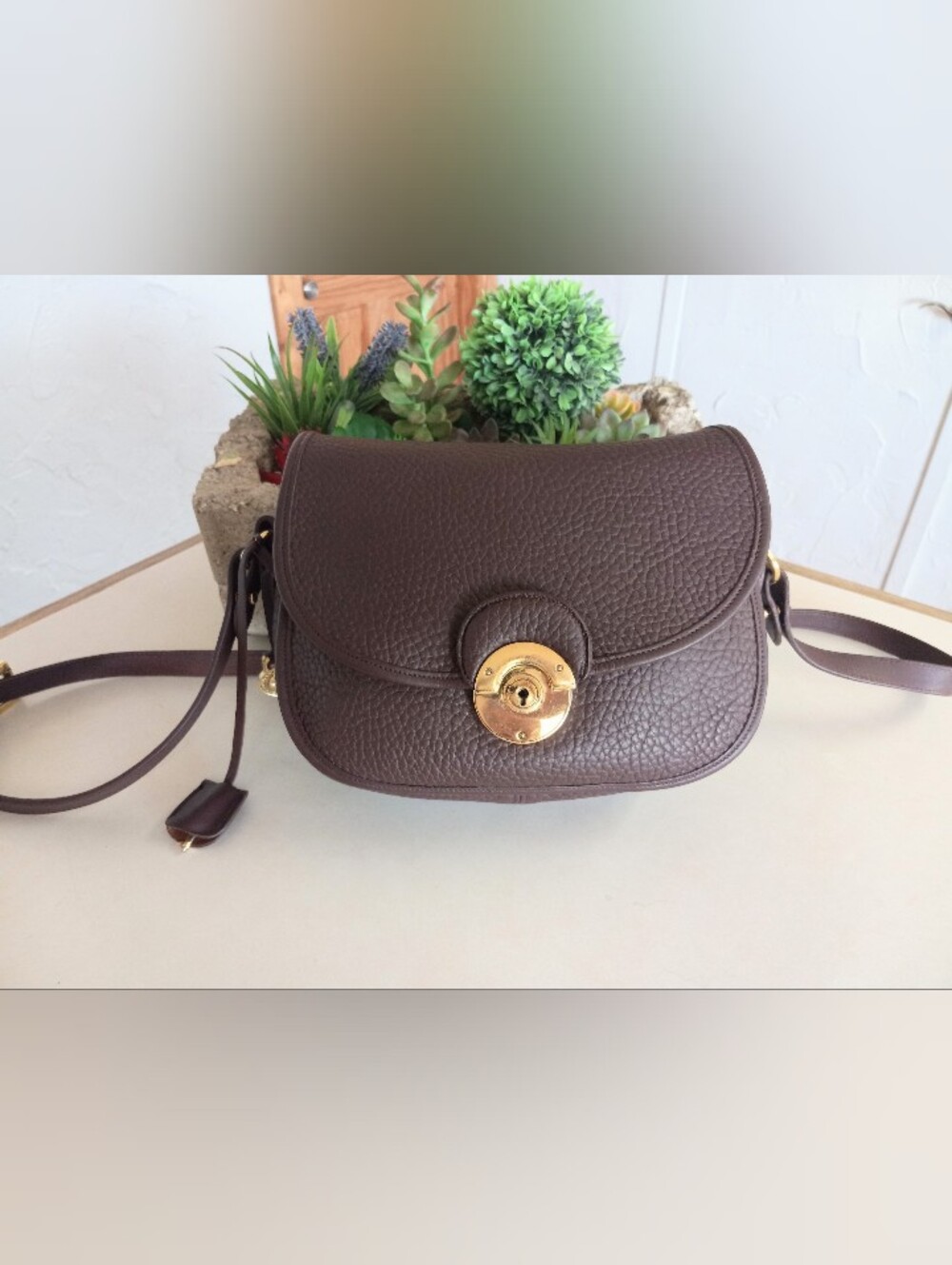 Dooney & Bourke Compartment Bag, 1990's, AWL Leather, Dark Chocolate Brown